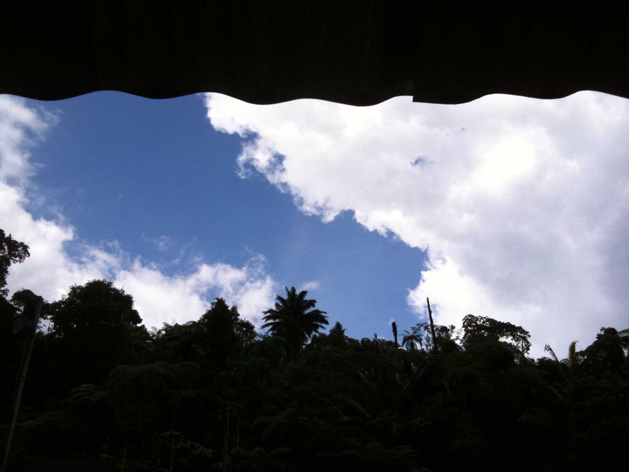 The clouds, rain, wind disappear to reveal a blue sky. blue sky, maxwell hill, bukit larut
