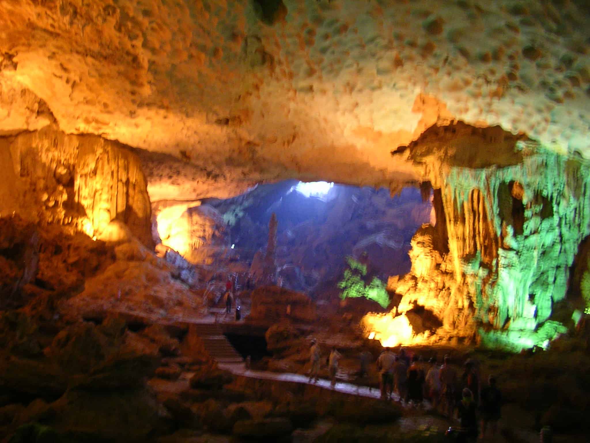 Inside the limestone cave limestone cave, halong bay, vietnam, stalactites, stalagmites