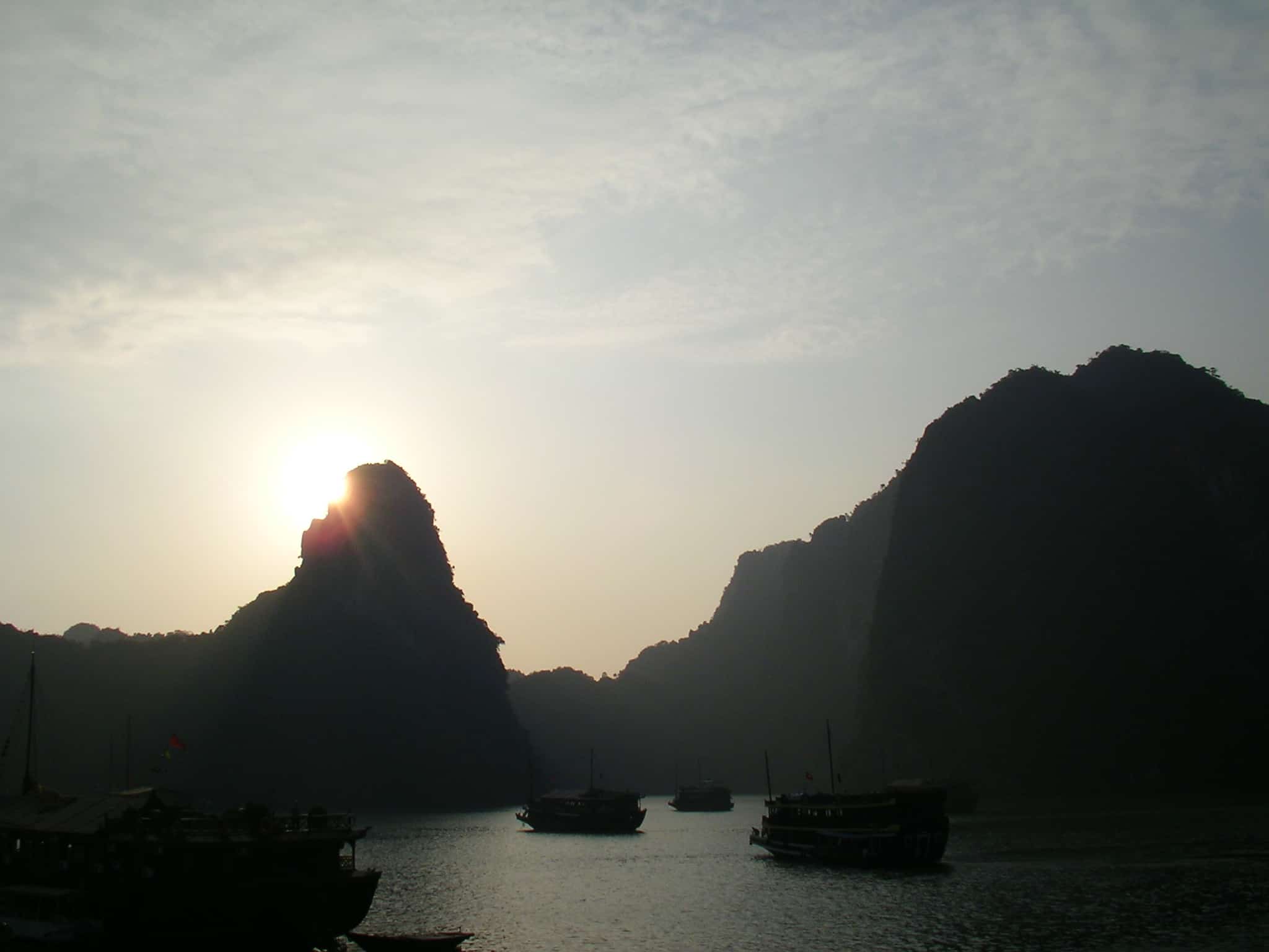 Halong Bay at sunrise Halong bay, vietnam, sunrise, travel, southeast asia
