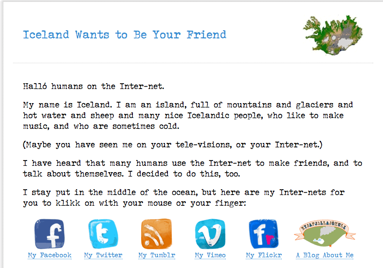 Iceland Iceland wants to be your friend, Iceland tourism, social media, travel campaign, best campaign, top campaign