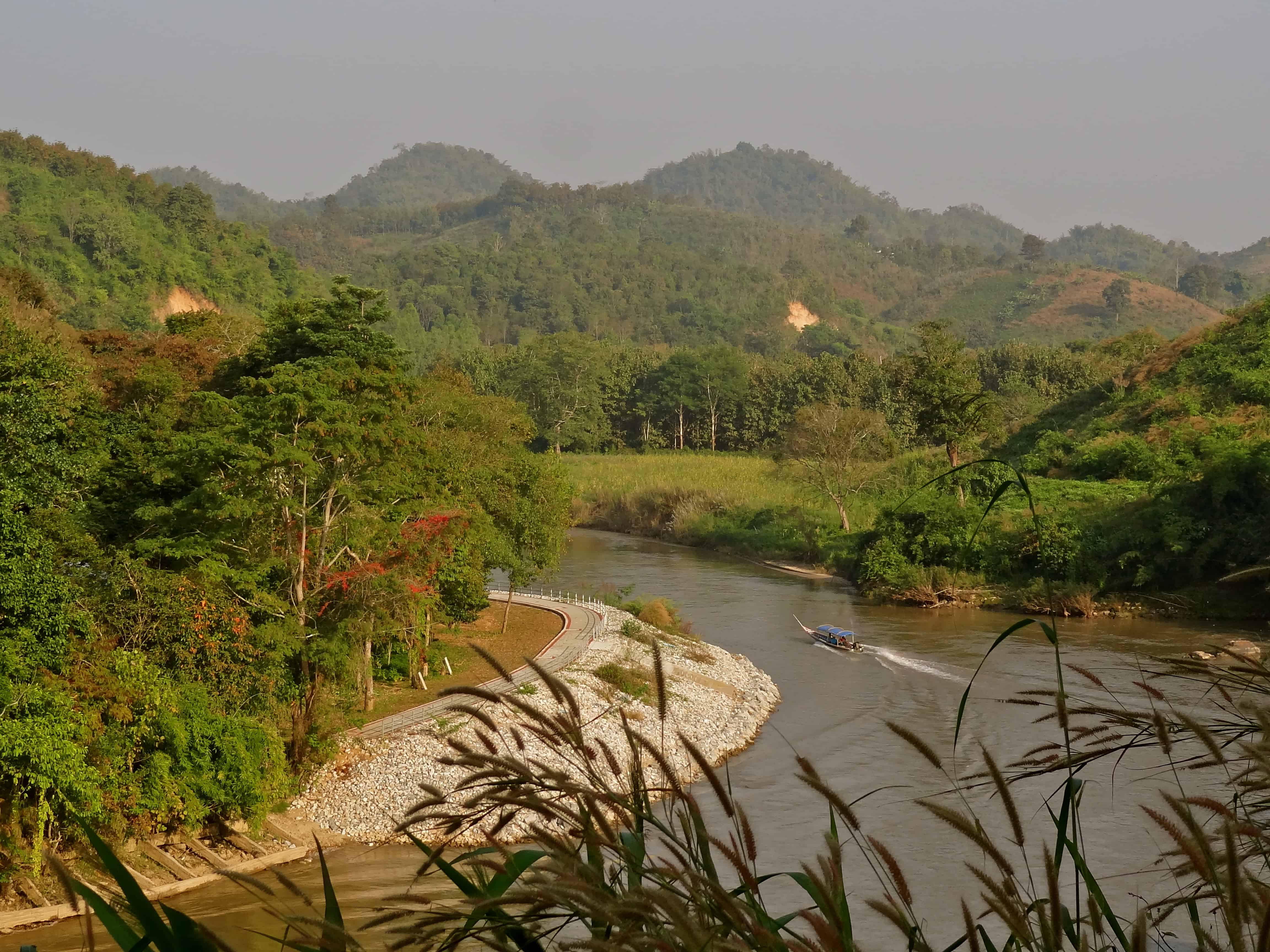 kok river, chiang rai, northern Thailand, long tail boat