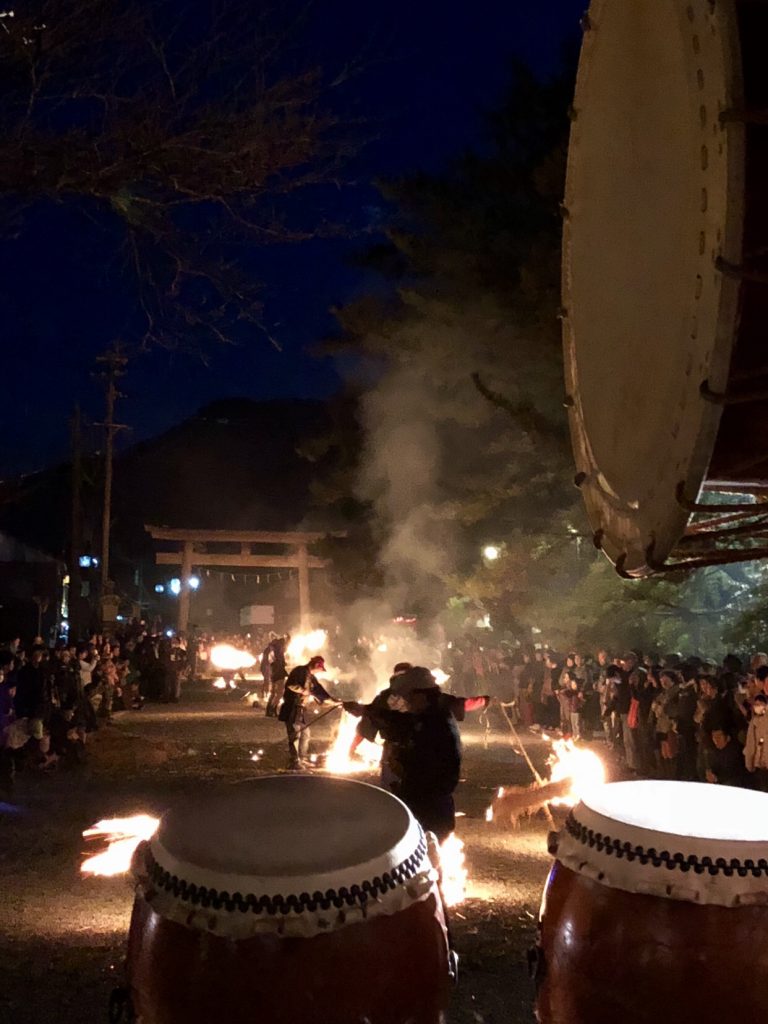 Japan shinto shrine japanese fire ceremony at the shrine
